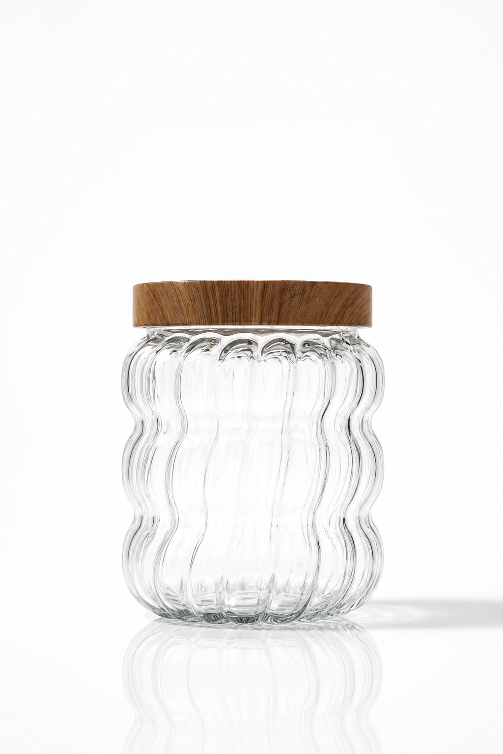 Bubble Glass Pantry Jar with Wooden Lid